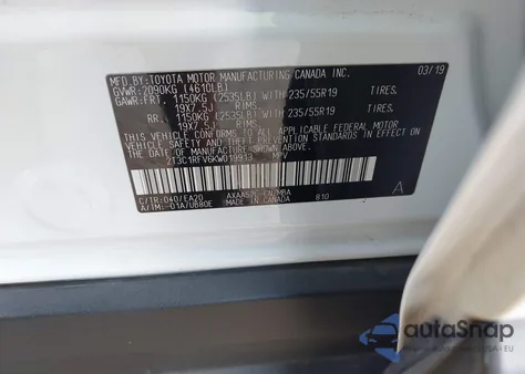 2019 Toyota Rav4 Xle Premium z USA, uszkodzony, nr VIN 2T3C1RFV6KW019913